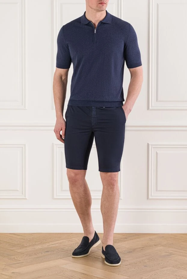 Cesare di Napoli ерлерге арналған көк мақтадан жасалған сыдырмалы поло жейдесі 192476 - фото 2