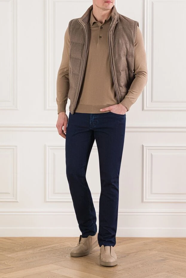 Ұзын жеңді бежевый түсті тоқылған поло жейдесі - фото 2