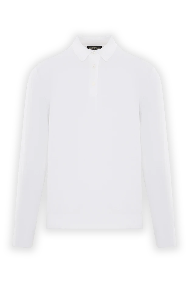 Men's long sleeve polo shirt in soft white cotton - photo 1