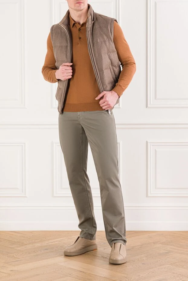 Cesare di Napoli поло из хлопкового полотна с длинным рукавом в тёплом карамельном тоне 192483 - фото 2