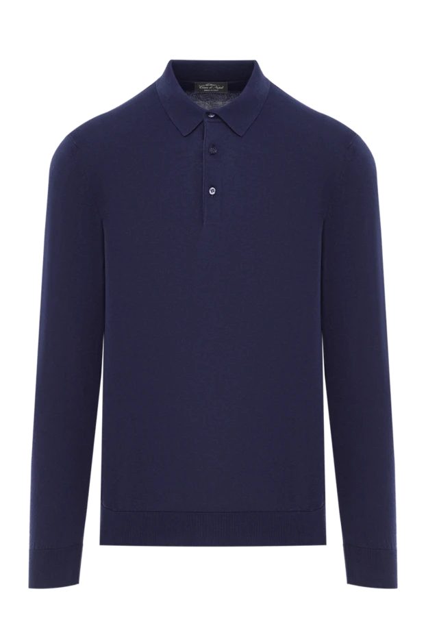 Classic cotton polo shirt in rich blue with long sleeves - photo 1