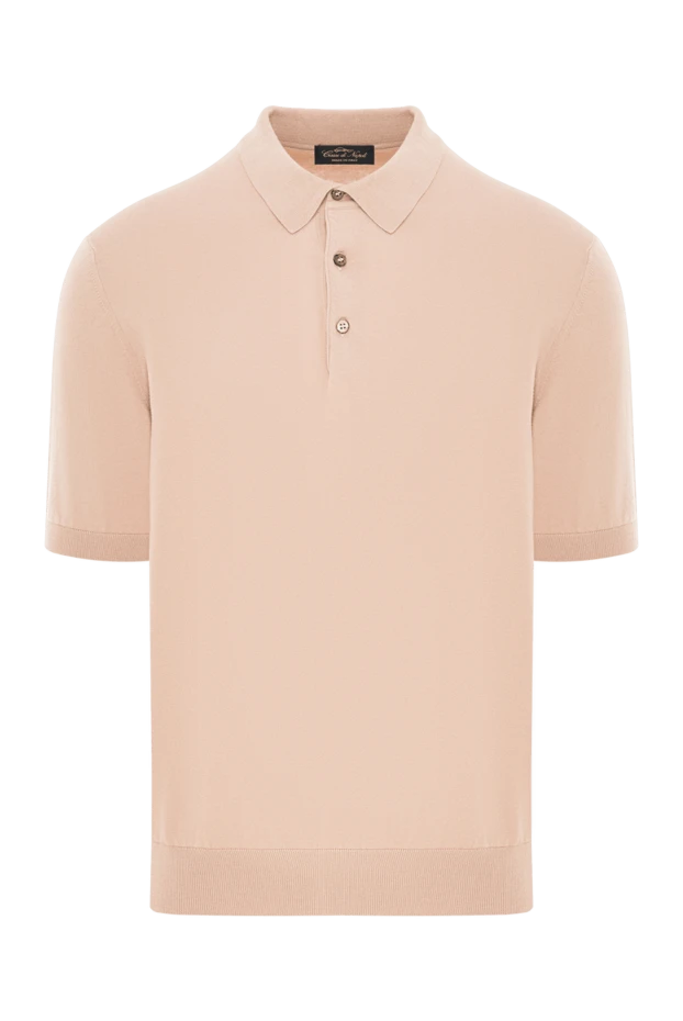 Мужское бежевое поло с коротким рукавом на пуговицах - фото 1