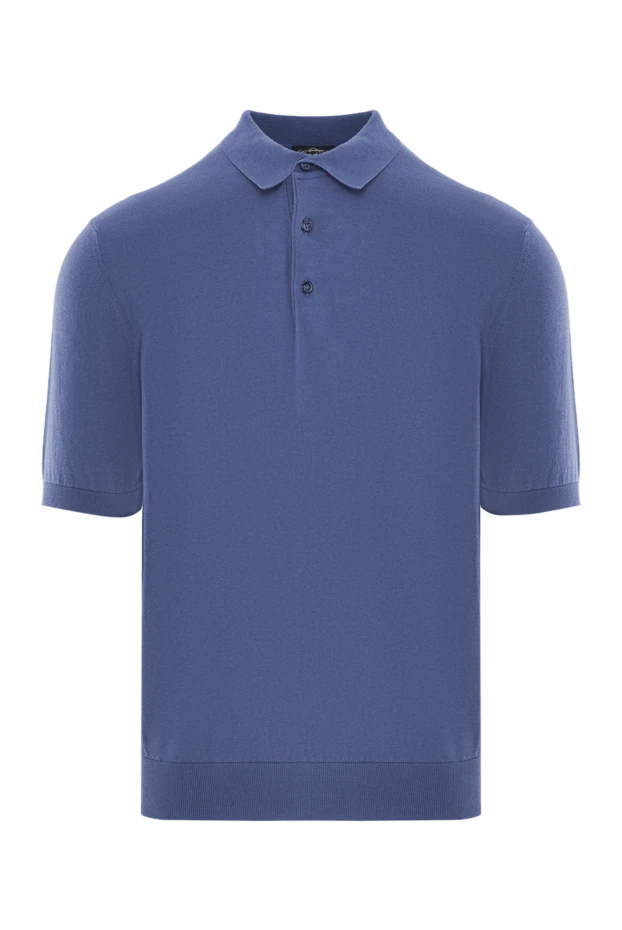 Men's blue short sleeve knit polo shirt - photo 1