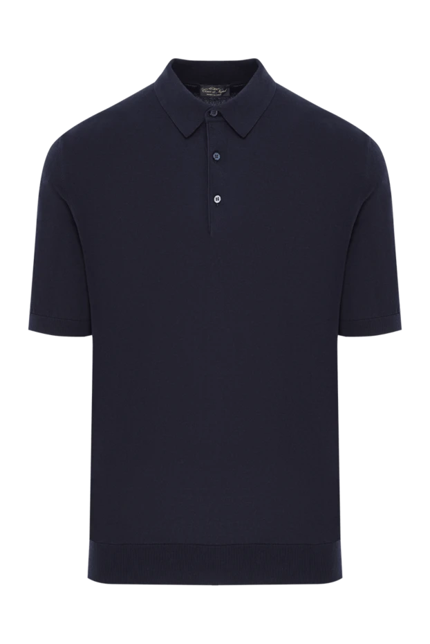 Men's Navy Blue Cotton Button Down Polo Shirt - photo 1