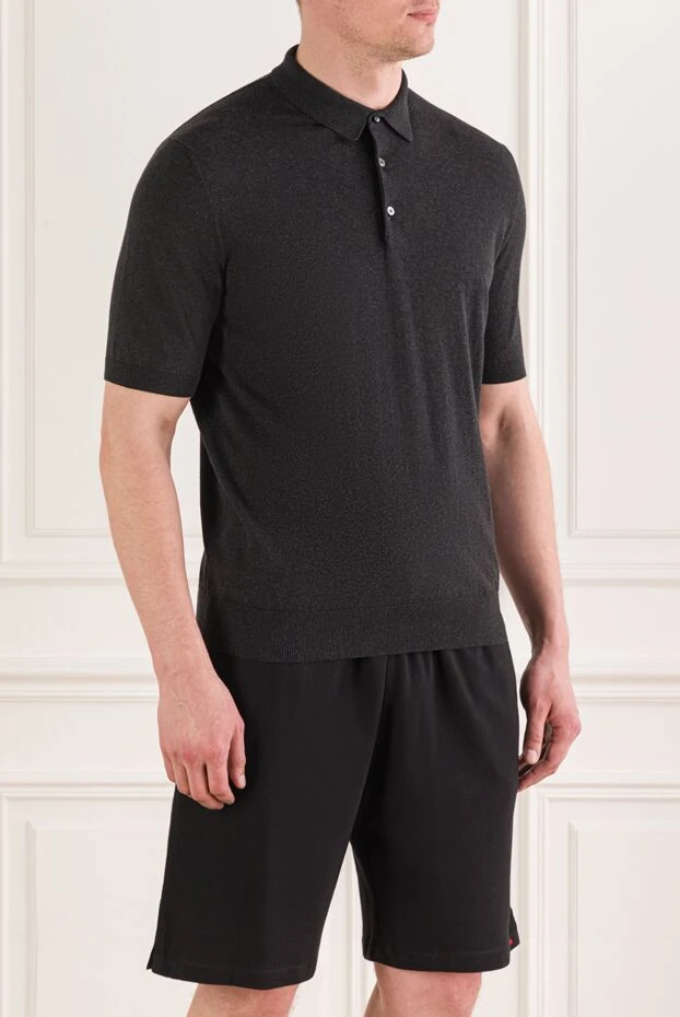 Cesare di Napoli ерлерге арналған қою сұр түсті түймелі поло жейдесі 192492 - фото 3