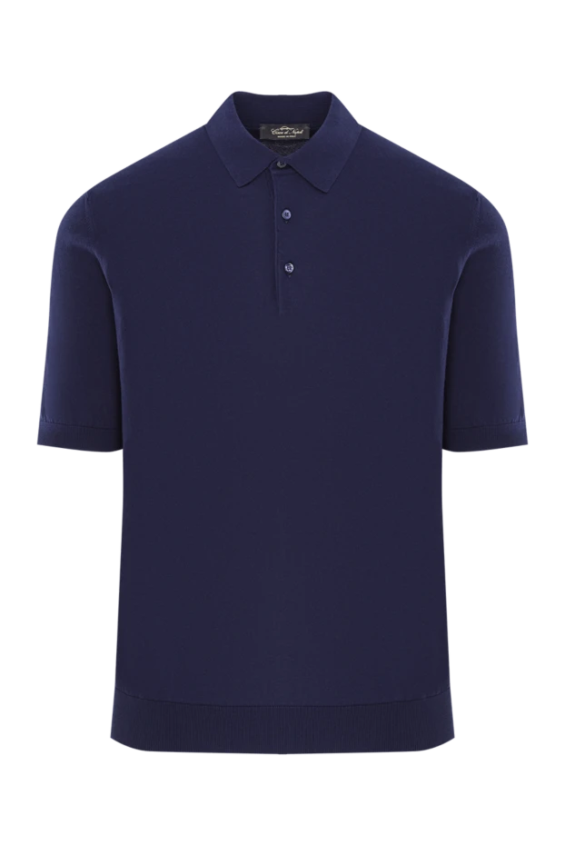 Men's dark blue polo shirt with buttons - photo 1