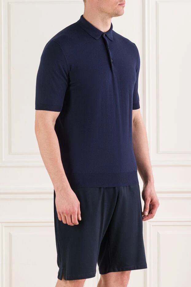 Cesare di Napoli ерлерге арналған түймелері бар қою көк түсті поло жейдесі 192493 - фото 3