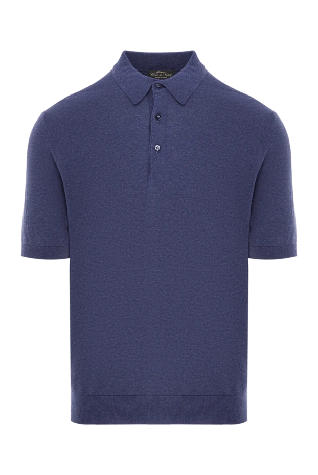 Men's blue polo shirt with a classic cut and short sleeves - photo 1