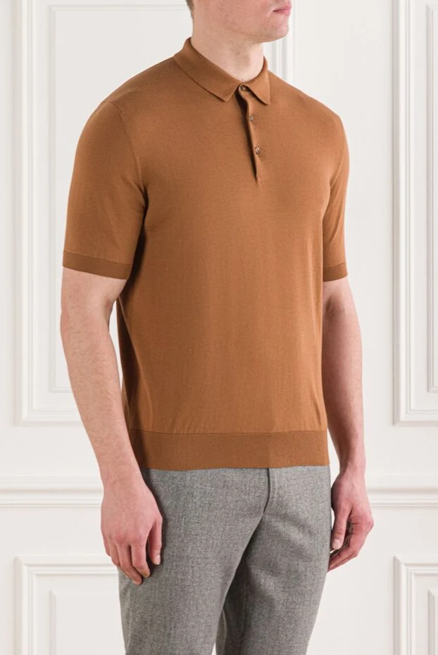 Cesare di Napoli ерлерге арналған қоңыр мақтадан жасалған поло жейдесі 192501 - фото 3