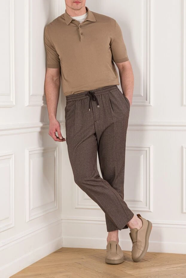 Cesare di Napoli ерлерге арналған бежевый түсті мақтадан жасалған поло жейдесі 192502 - фото 2