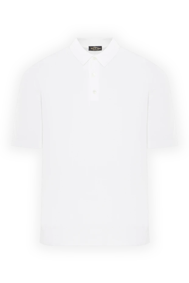 Белая рубашка поло с коротким рукавом из хлопка - фото 1