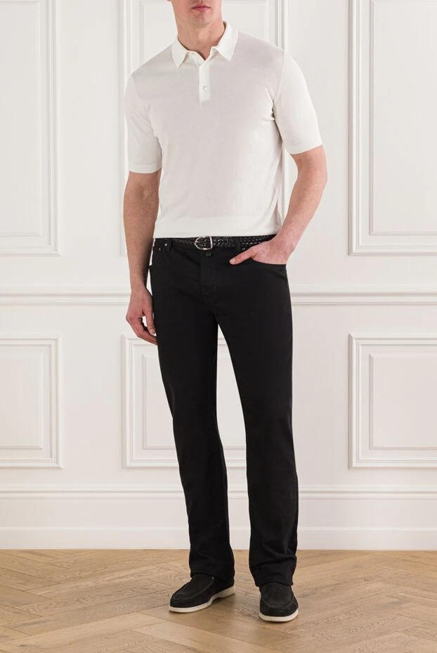 Cesare di Napoli ақ түсті қысқа жеңді мақтадан жасалған поло футболкасы 192503 - фото 2