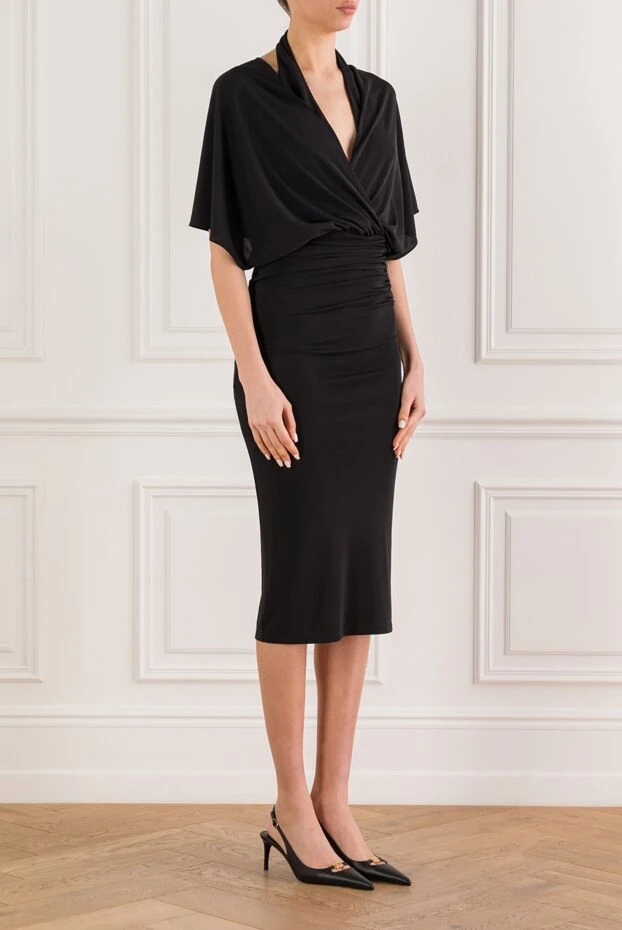 The Andamane черное платье-миди annie с капюшоном и открытой спиной 192505 - фото 3