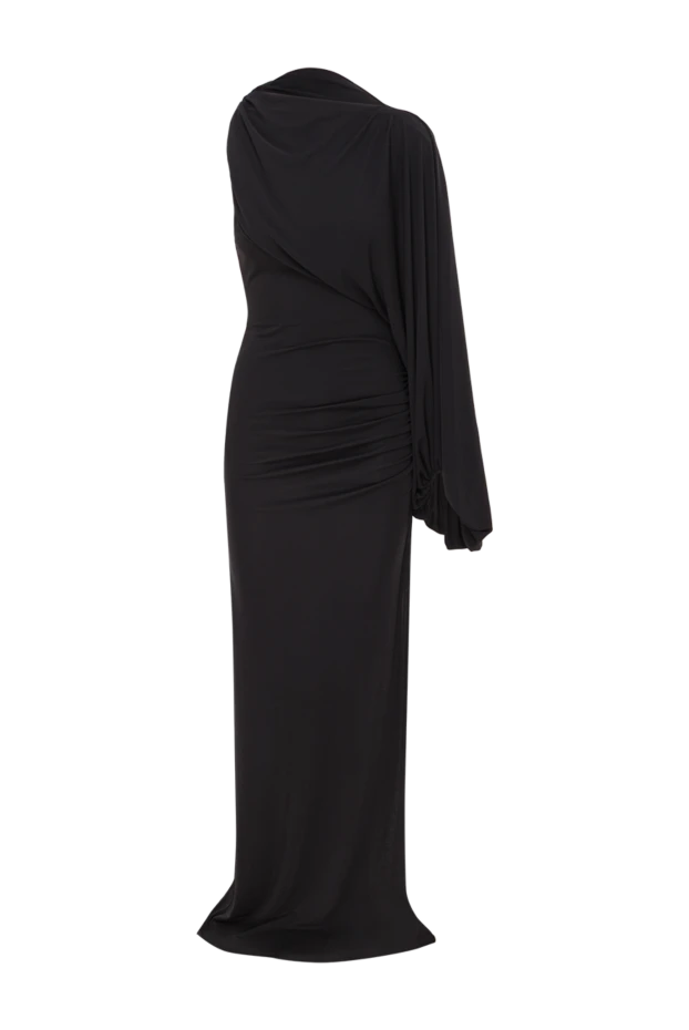 Selene бір иықты макси көйлегі қара джерсиден тігілген. - фото 1