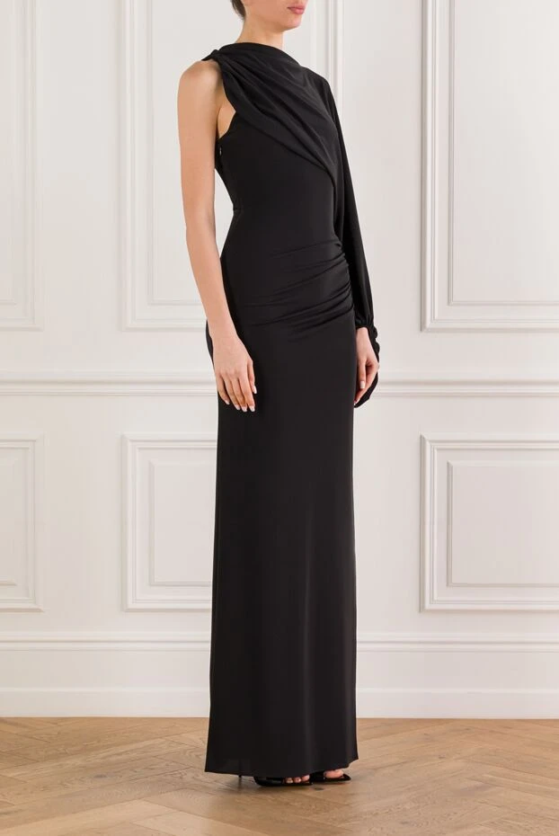 The Andamane платье-макси selene на одно плечо выполнено из черного трикотажа 192506 - фото 3