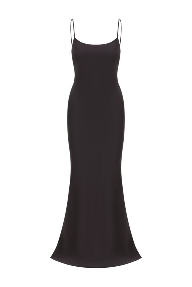 Атласное платье-комбинация Ninfea макси черное с тонкими бретелями - фото 1