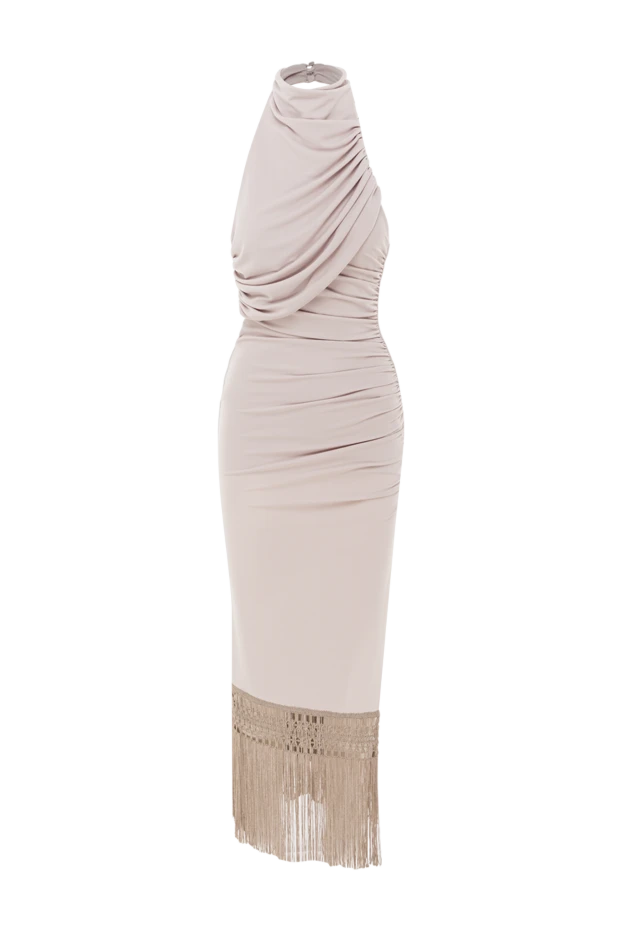 Платье-миди Alba с бахромой из серо-бежевого трикотажа - фото 1