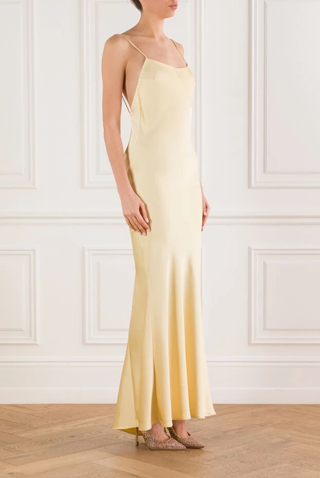 The Andamane атласное платье-комбинация макси ninfea бежевое с тонкими бретелями 192514 - фото 3