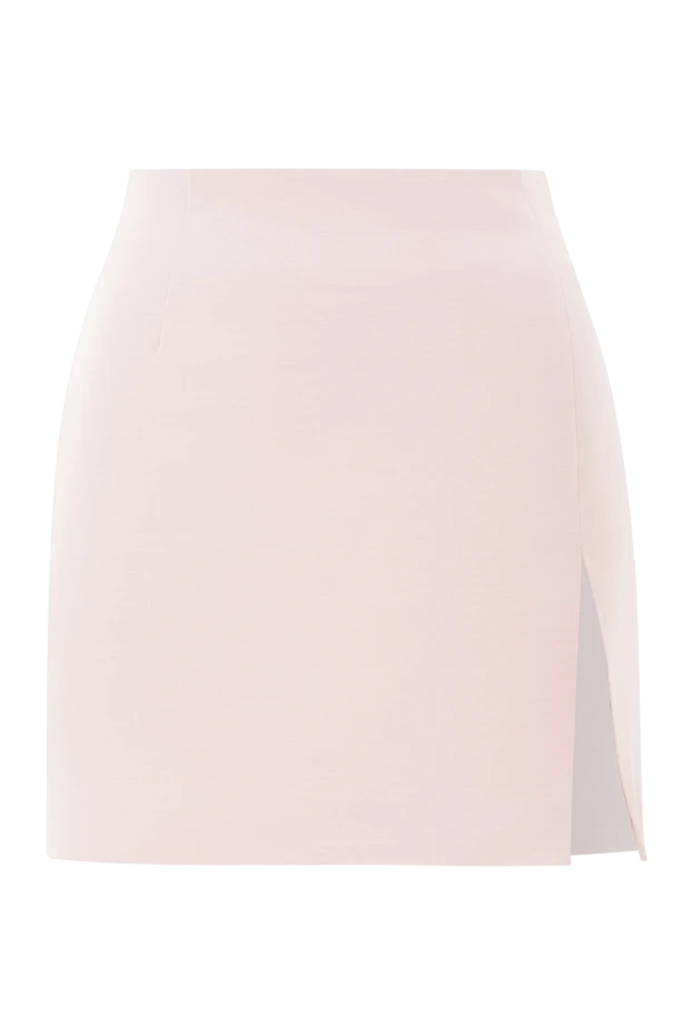 Бүйірінде ойығы бар қызғылт вискоза және зығыр матадан жасалған мини юбка - фото 1