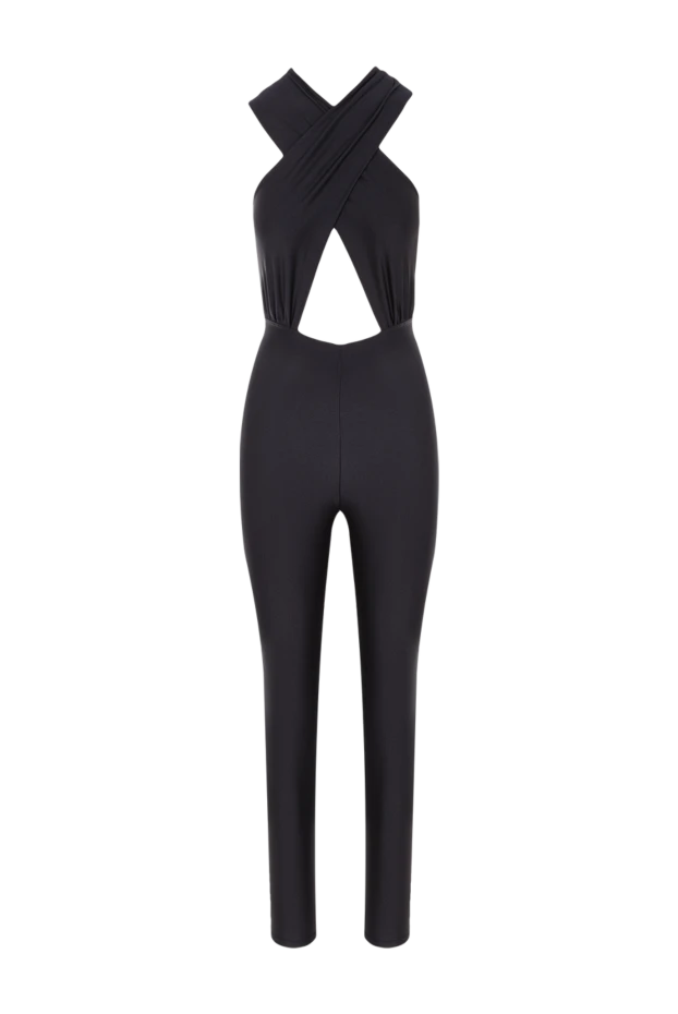 Black women's jumpsuit with open back and cross straps - photo 1