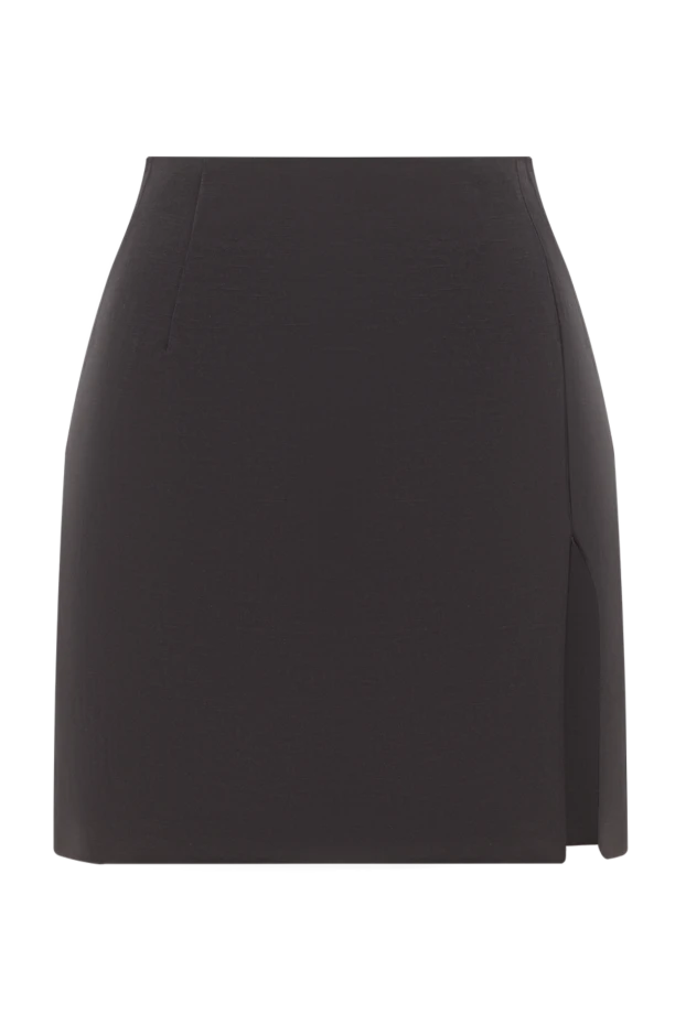 Бүйірінде ойығы бар қара вискоза және зығыр матадан жасалған мини юбка - фото 1