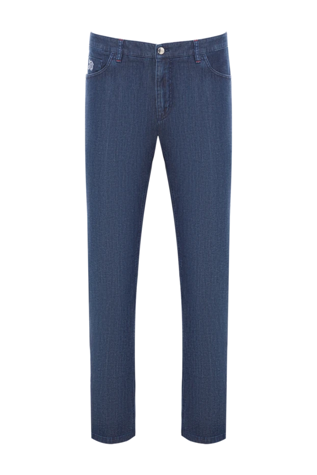 Zilli мужские джинсы из хлопка с вышивкой льва синего цвета 192536 - фото 1