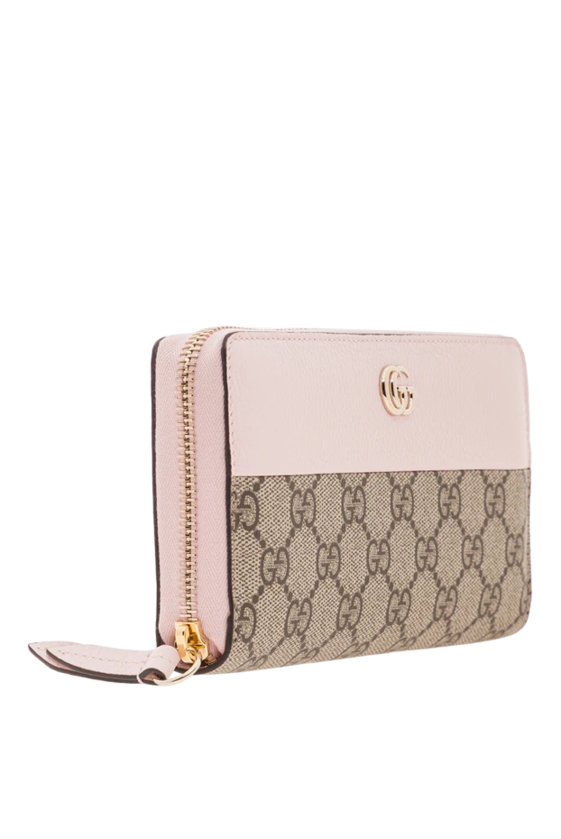 Gucci двухцветный кошелек на молнии из розовой кожи и канвы gg supreme 192540 - фото 3