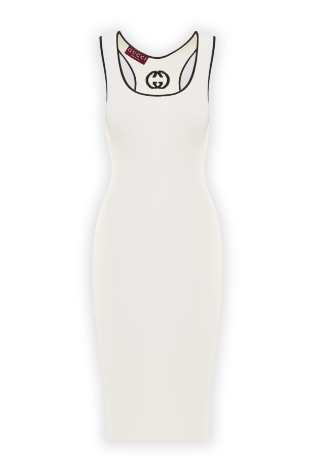 White midi dress with logo and contrast trim - photo 1