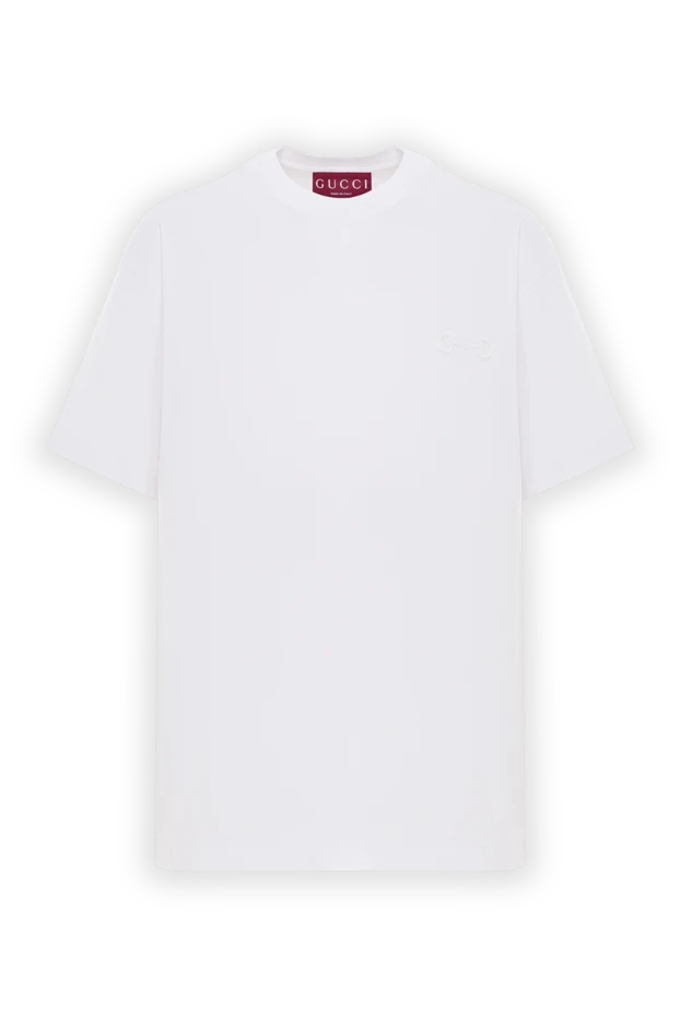 Белая футболка из хлопкового трикотажа с вышивкой в тон - фото 1