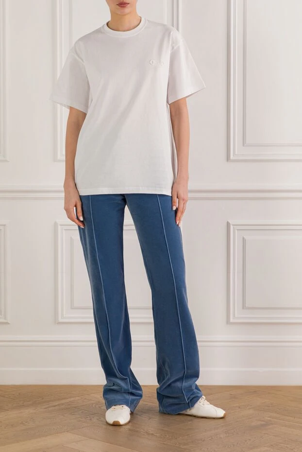 Gucci белая футболка из хлопкового трикотажа с вышивкой в тон 192555 - фото 2