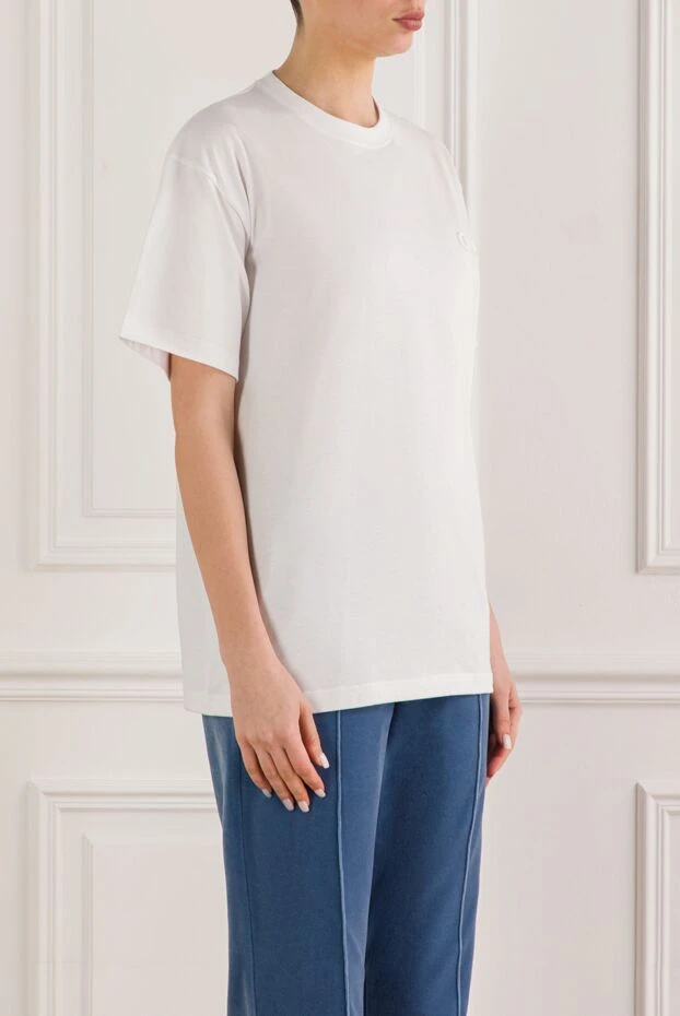 Gucci белая футболка из хлопкового трикотажа с вышивкой в тон 192555 - фото 3