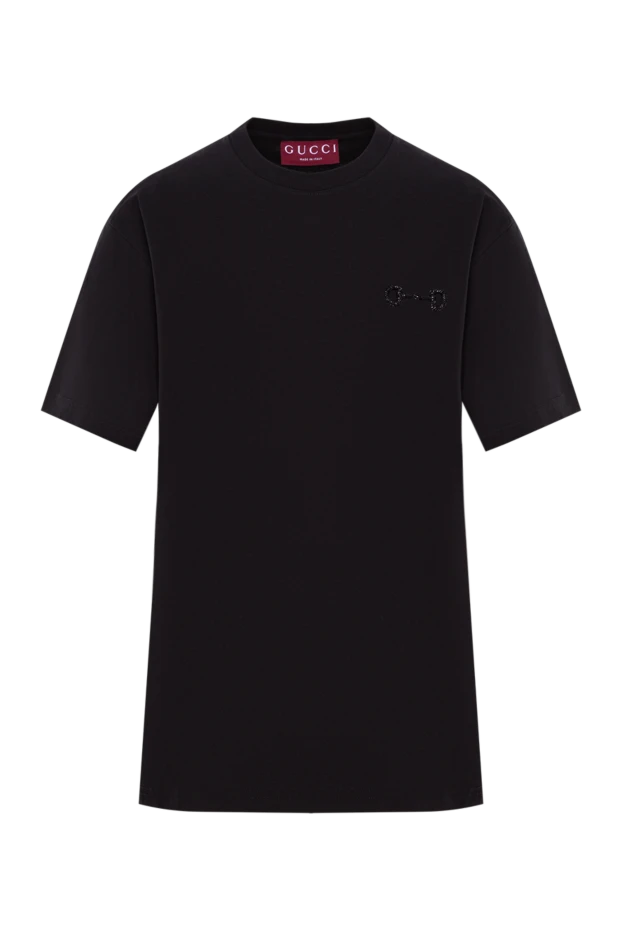 Кестеленген қара мақтадан тігілген футболка - фото 1