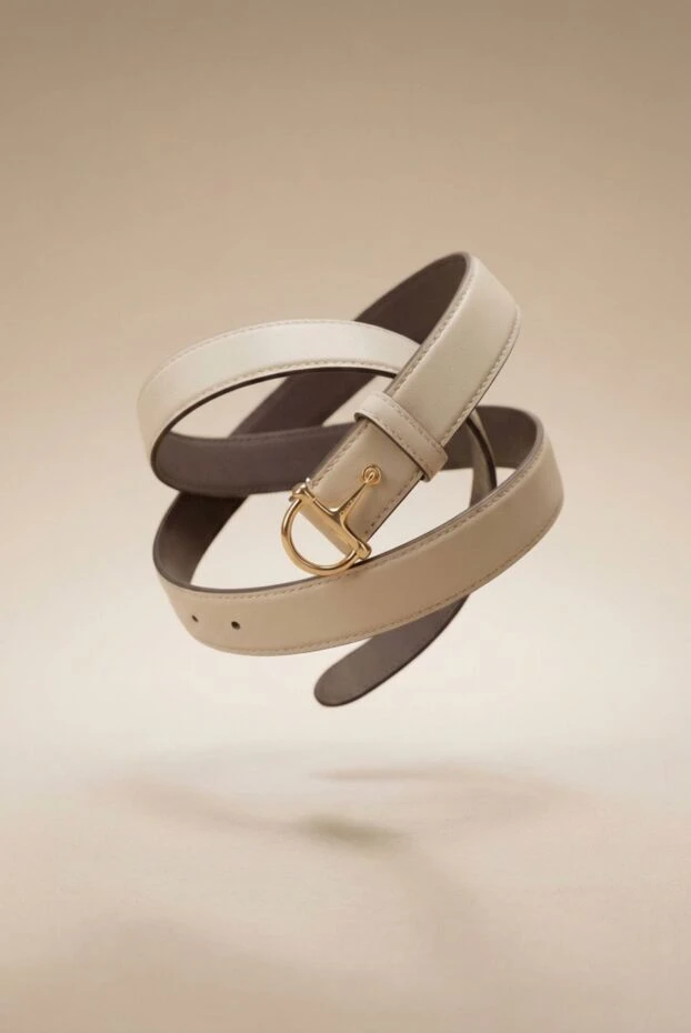 Gucci кожаный ремень в бежевом цвете с пряжкой в виде уздечки horsebit 192557 - фото 2