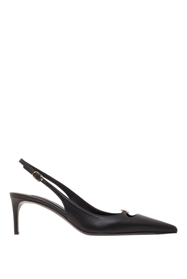 Lollo black silk nappa leather slingback shoes - photo 1