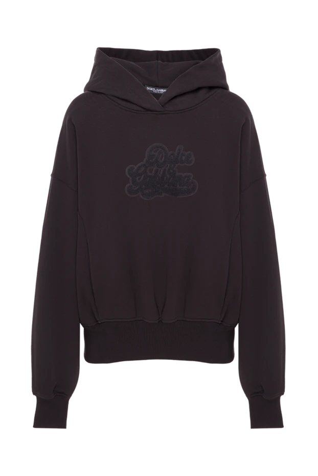 Женское черное хлопковое худи с контрастным логотипом - фото 1