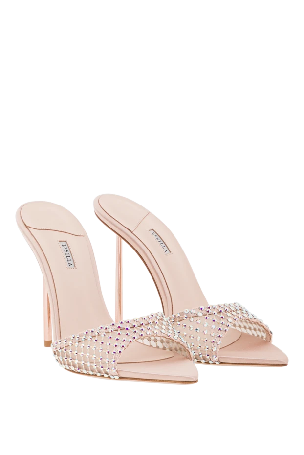Le Silla босоножки-мюли телесного цвета из сетчатой ​​ткани с кристаллами
 192570 - фото 3