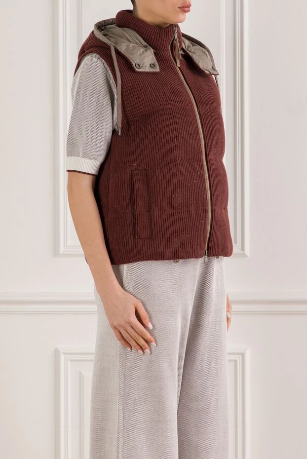 Brunello Cucinelli ribbed knit vest with a hood and sequins 192577 - photo 3