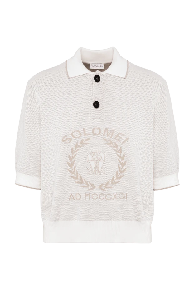 Brunello Cucinelli женское вязаное трикотажное поло с гербом бежевого цвета 192581 - фото 1