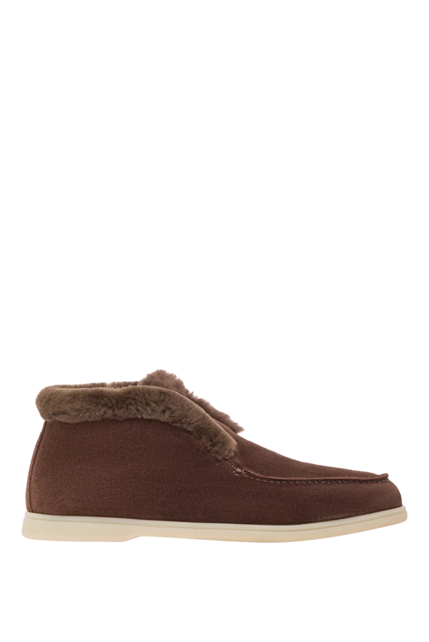 Жүн астары бар қоңыр замшадан жасалған шөл етіктері - фото 1