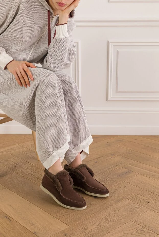 Fleur de Paris коричневые замшевые дезерты с меховой подкладкой 192583 - фото 2