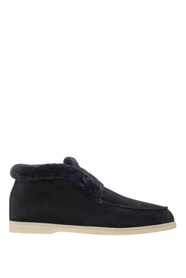 Синие замшевые дезерты с меховой подкладкой - фото 1