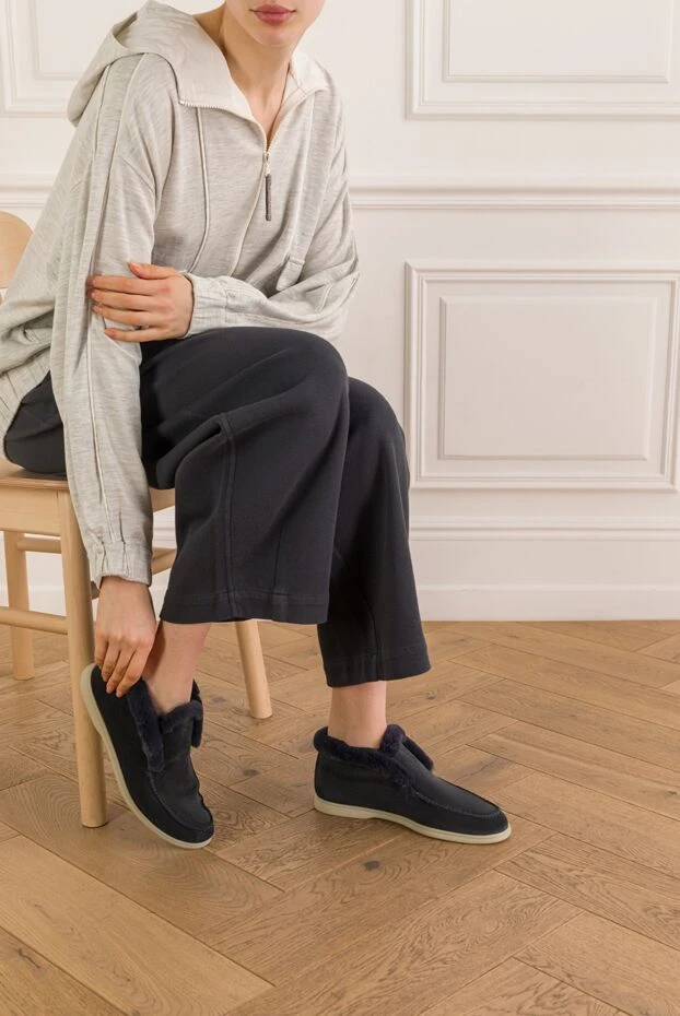 Fleur de Paris синие замшевые дезерты с меховой подкладкой 192584 - фото 2