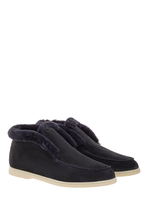 Fleur de Paris синие замшевые дезерты с меховой подкладкой 192584 - фото 2