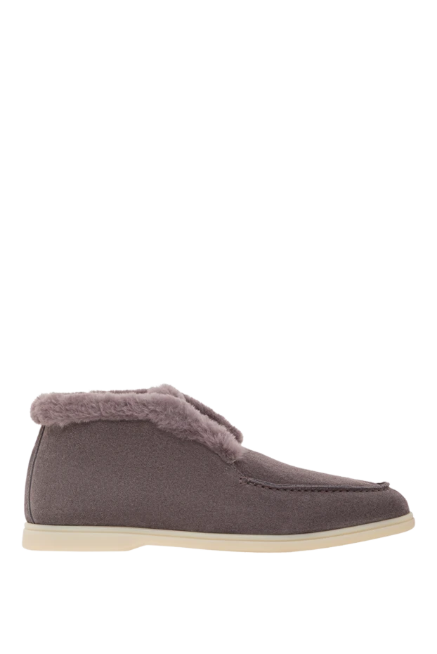 Серые замшевые дезерты с меховой подкладкой - фото 1