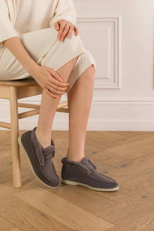 Fleur de Paris серые замшевые дезерты с меховой подкладкой 192585 - фото 2