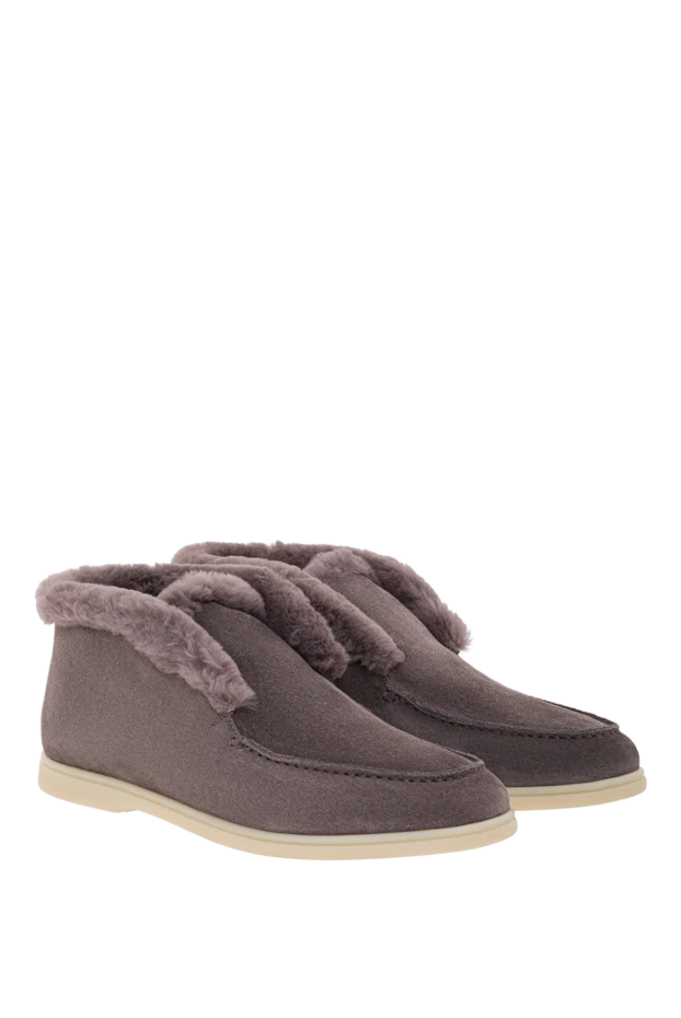 Fleur de Paris серые замшевые дезерты с меховой подкладкой 192585 - фото 2
