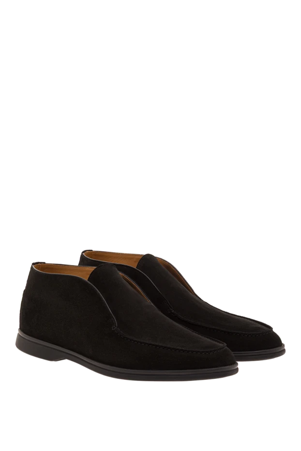 Cesare di Napoli мужские замшевые высокие лоферы черного цвета 192588 - фото 3