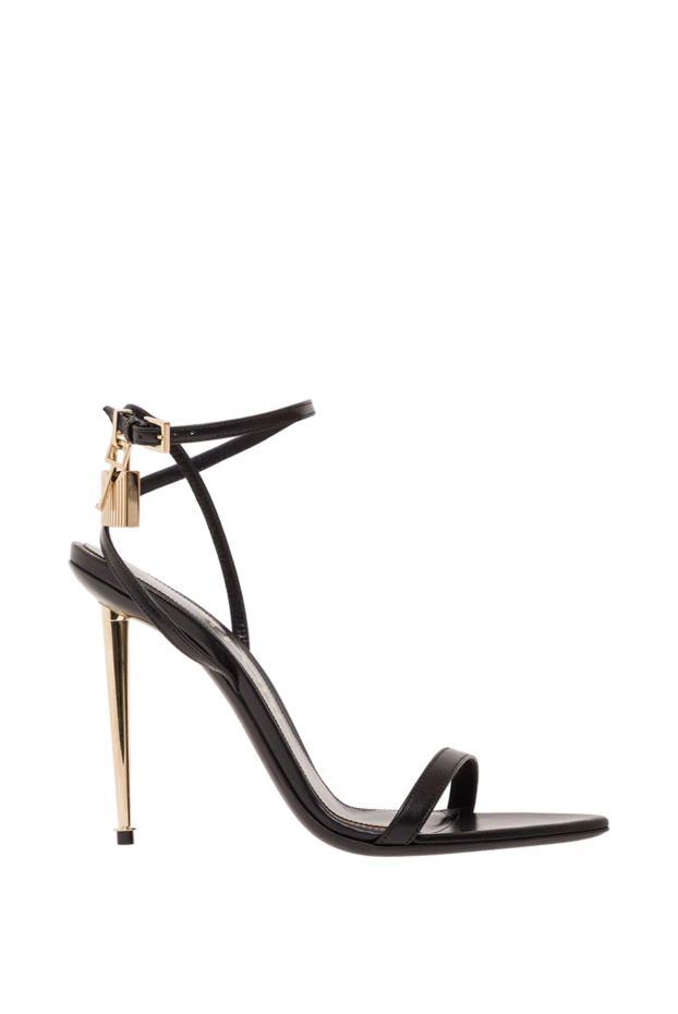 Smooth black leather pointed-toe sandals with iconic hardware - photo 1