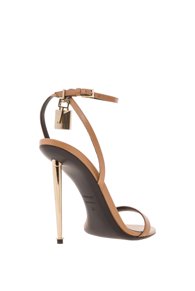 Tom Ford бежевые кожаные босоножки-замочки с острым носком 192592 - фото 3