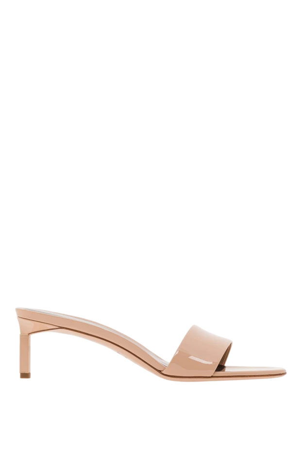 Женские мюли на каблуке киттен-хилл бежевого цвета - фото 1